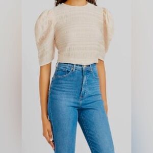 Express Textured Puff Sleeve Crew Neck top